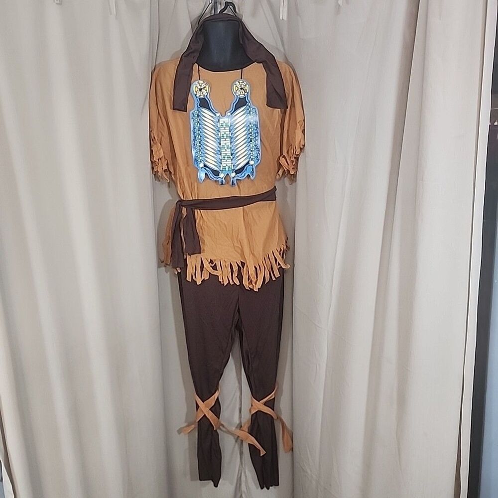 Costume Indian Warrior Adult Shirt, Chestpiece, Pants,  Sash, Headband Rubie's